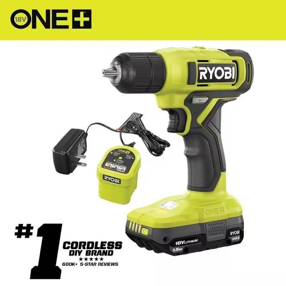 RYOBI ONE+ 18V Cordless 3/8 in. Drill Driver Kit with 1.5 Ah Battery and Charger